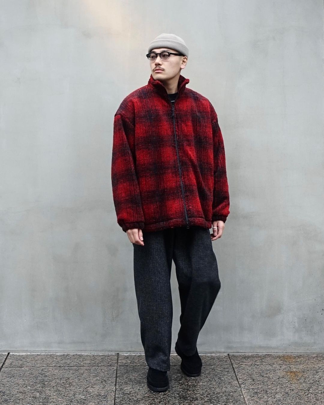 Cootie Ombre Boa Check Track Jacket レッド オンブレボアチェックトラックjkt 秋冬 Jonas