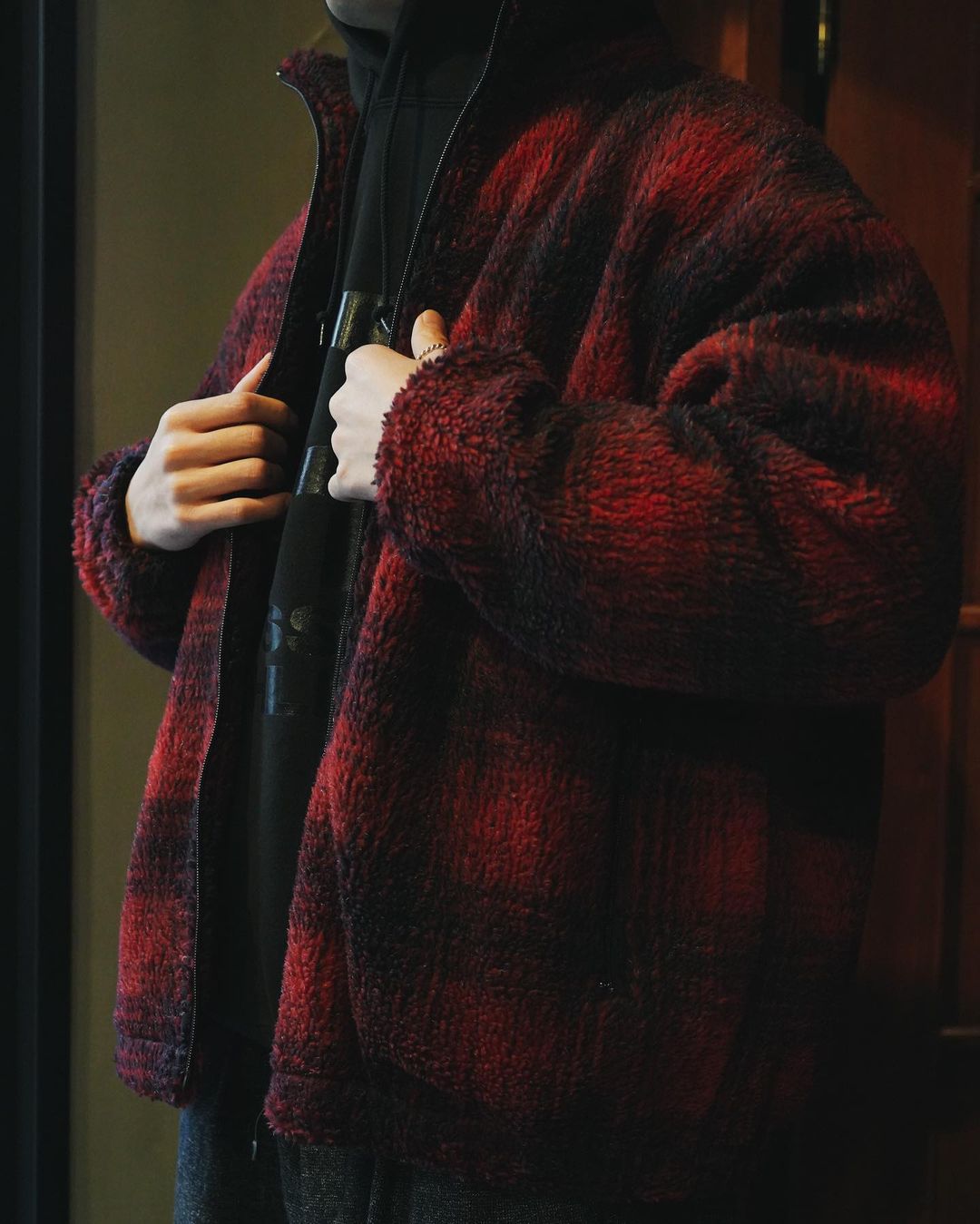 Cootie Ombre Boa Check Track Jacket レッド オンブレボアチェックトラックjkt 秋冬 Jonas Cootie Ombre Boa Check Track Jacket レッド オンブレボアチェックトラックjkt 秋冬 Jonas