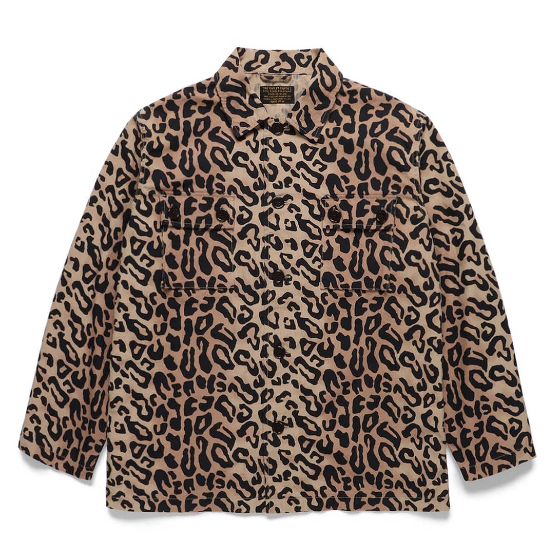 WACKO MARIA/LEOPARD ARMY SHIRT（TYPE-1）（ベージュ）［レオパード 
