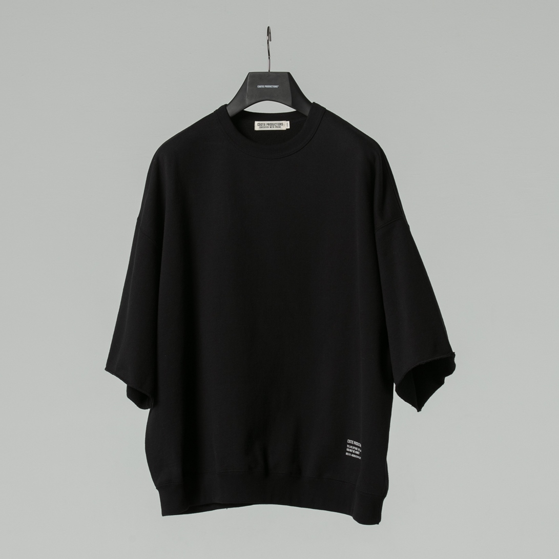 COOTIE/Plain Cut-Off Crewneck Sweatshirt（ブラック）［カットオフ 