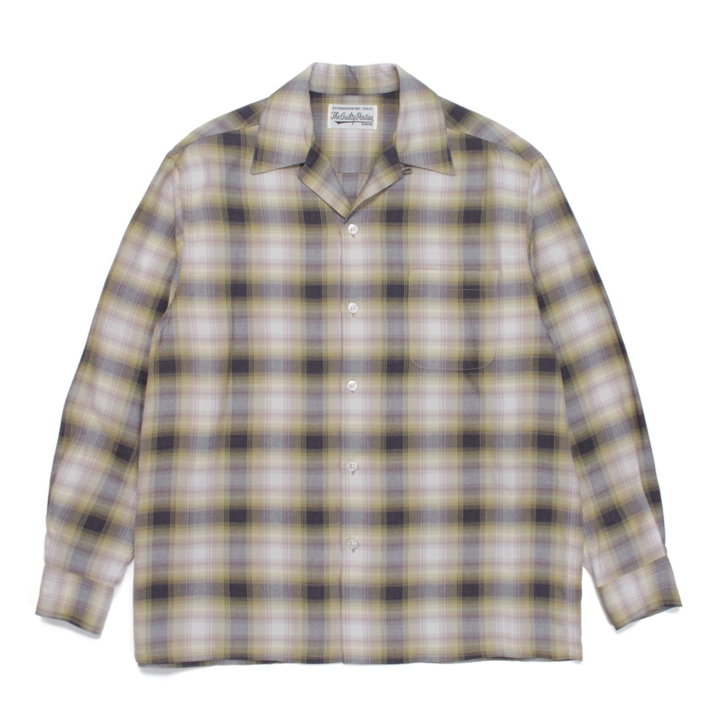 WACKO MARIA/OMBRE CHECK OPEN COLLAR SHIRT(イエロー)[オンブレ WACKO MARIA/OMBRE CHECK OPEN COLLAR SHIRT(イエロー)[オンブレ