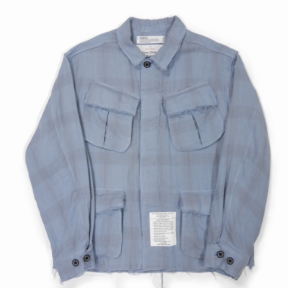 DAIRIKU/Triple Gauze Check Fatigue Jacket（スカイ） 【30%OFF