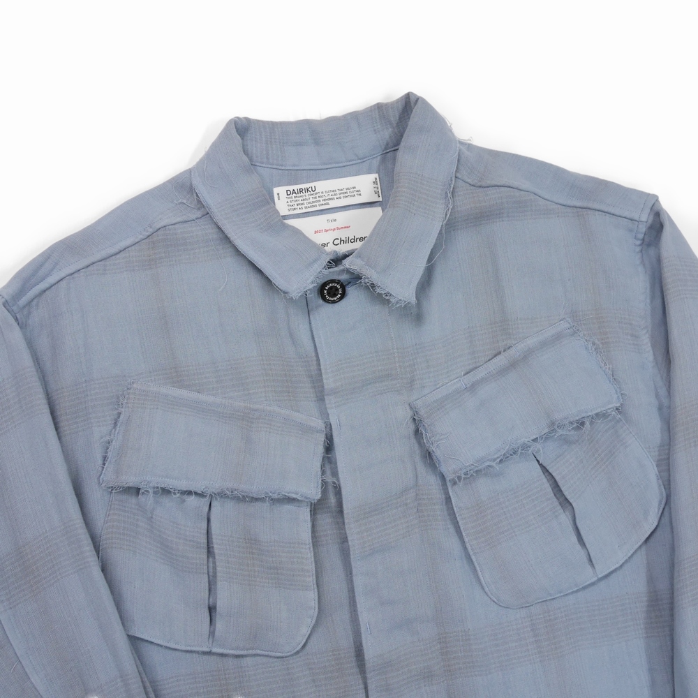 DAIRIKU/Triple Gauze Check Fatigue Jacket（スカイ） 【30%OFF