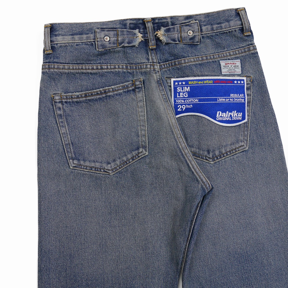DAIRIKU/Leather Patch Work Slim Denim Pants（インディゴ） 【20%OFF 