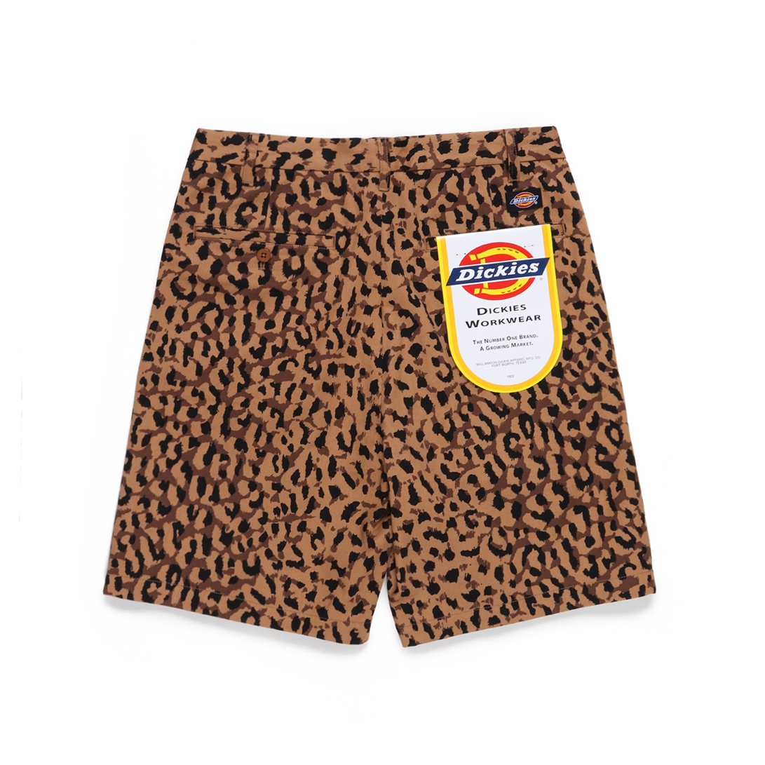 WACKO MARIA/DICKIES / LEOPARD PLEATED SHORT TROUSERS（ブラウン 