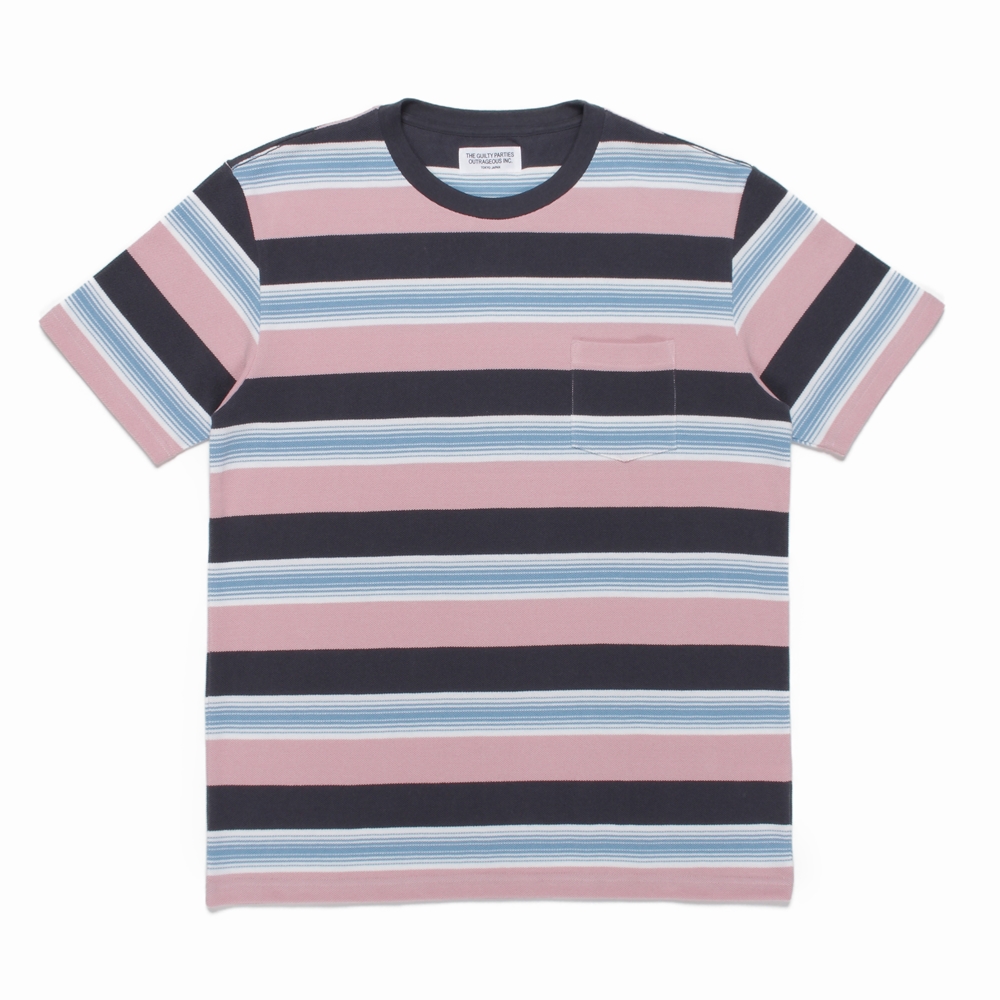 Wacko Maria Striped Crew Neck T Shirt Type 2 ピンク ボーダーポケt 21春夏 Jonas