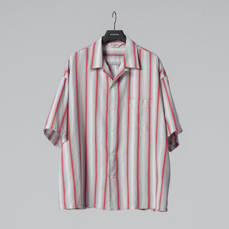 COOTIE PRODUCTIONS/Snake Stripe Open-Neck S/S Shirt（ストライプ ...