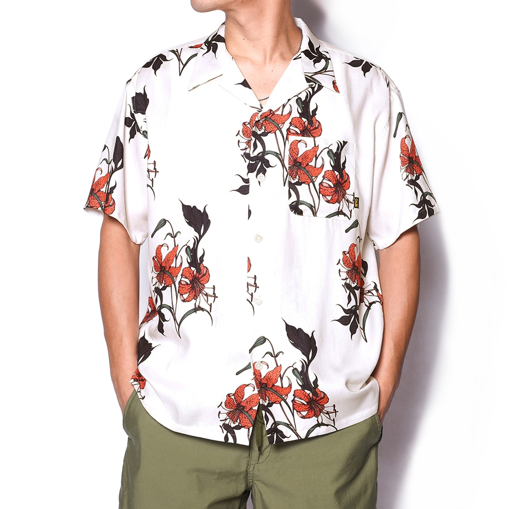 CALEE/Allover flower pattern S/S shirt（×MIHO MURAKAMI）（チャコール）[ハワイアンシャツ