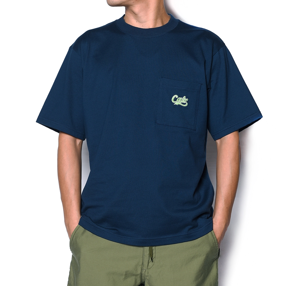 CALEE/Drop shoulder pocket S/S t-shirt（ネイビー）［ドロップ 