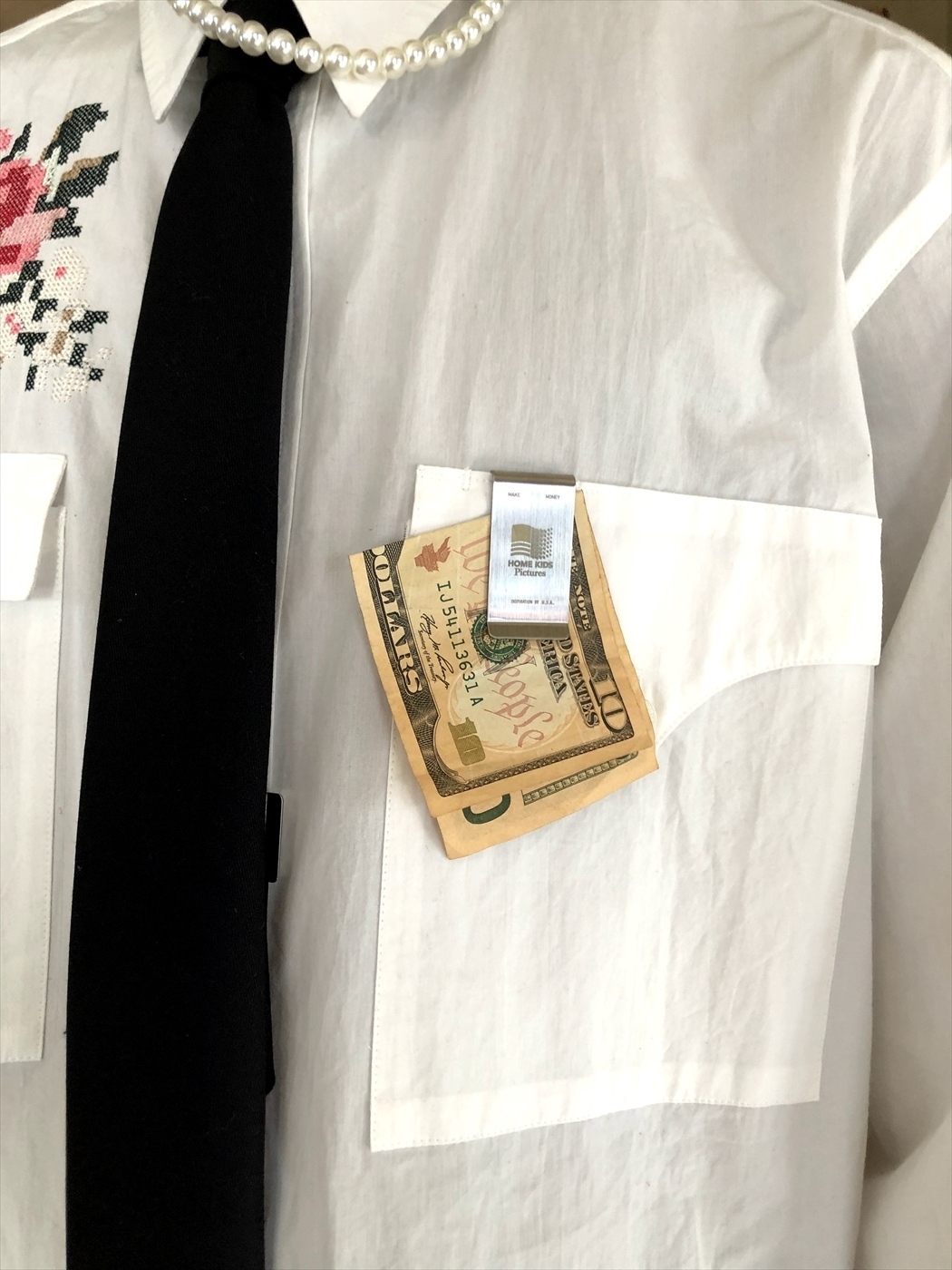 DAIRIKU/Flower Cross Em Shirt with Money Clip（ウォッシャー 