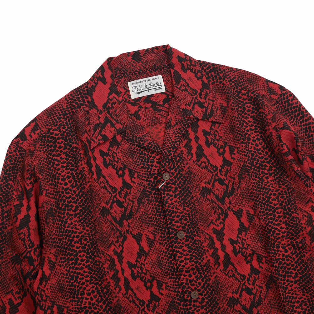 ワコマリア/ハワイアンシャツ/アロハシャツ/L/レーヨン/パイソン/RED