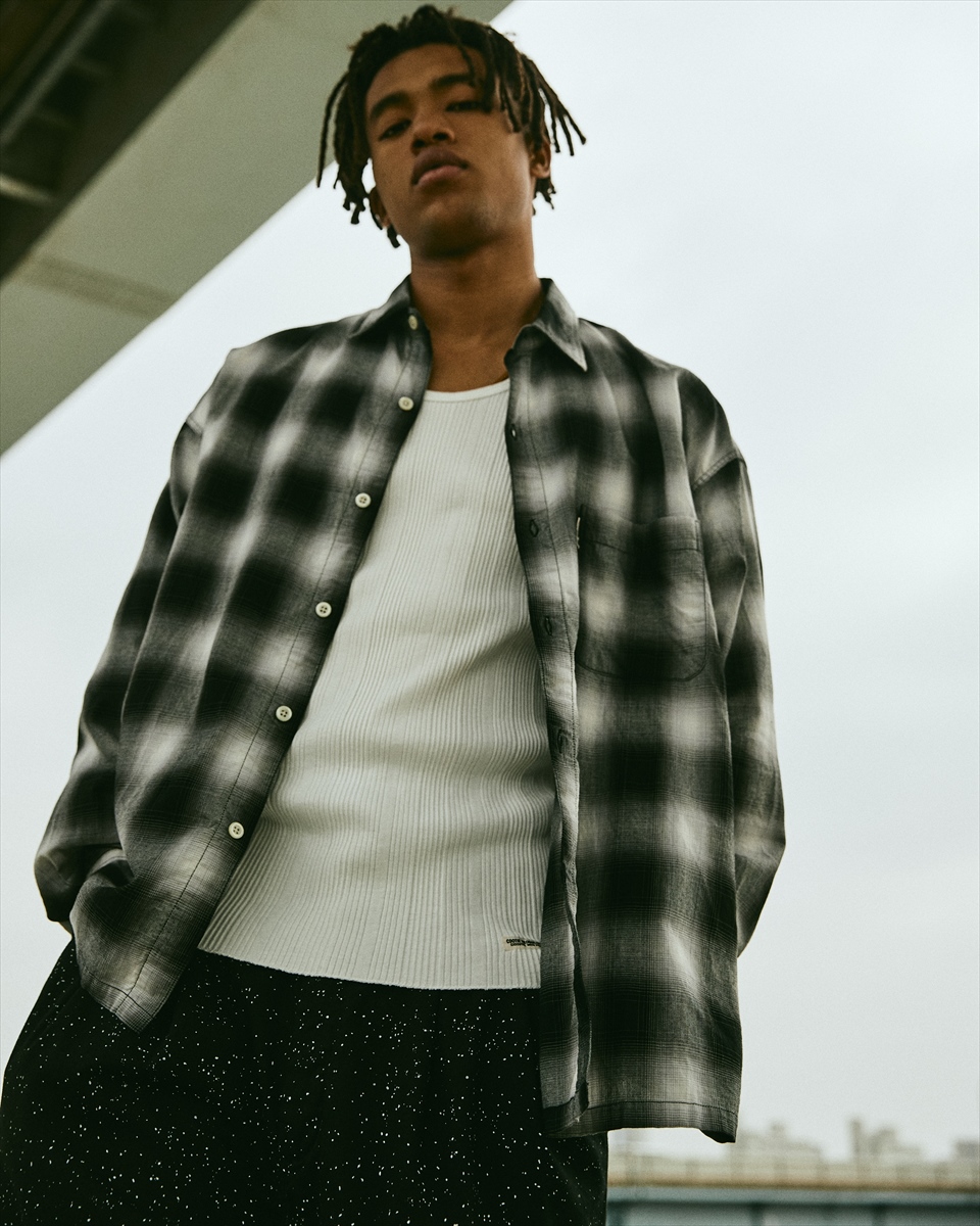 COOTIE PRODUCTIONS/Splatter Print OX 2 Tuck Easy Pants（ブラック 