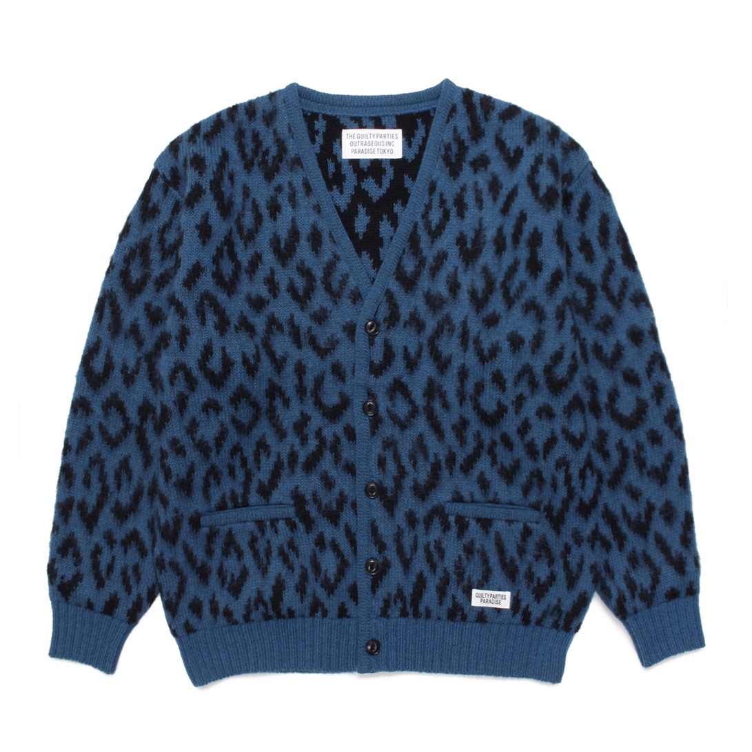 WACKO MARIA/LEOPARD HEAVY MOHAIR KNIT JACQUARD CARDIGAN（ブルー）[レオパードヘビーモヘアカーディガン-21秋冬] - JONAS