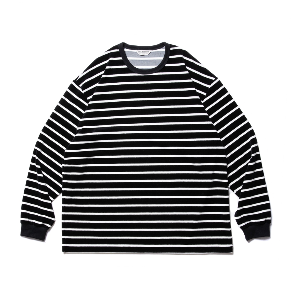 COOTIE PRODUCTIONS/Velour Border L/S Tee（ブラック/オフホワイト 