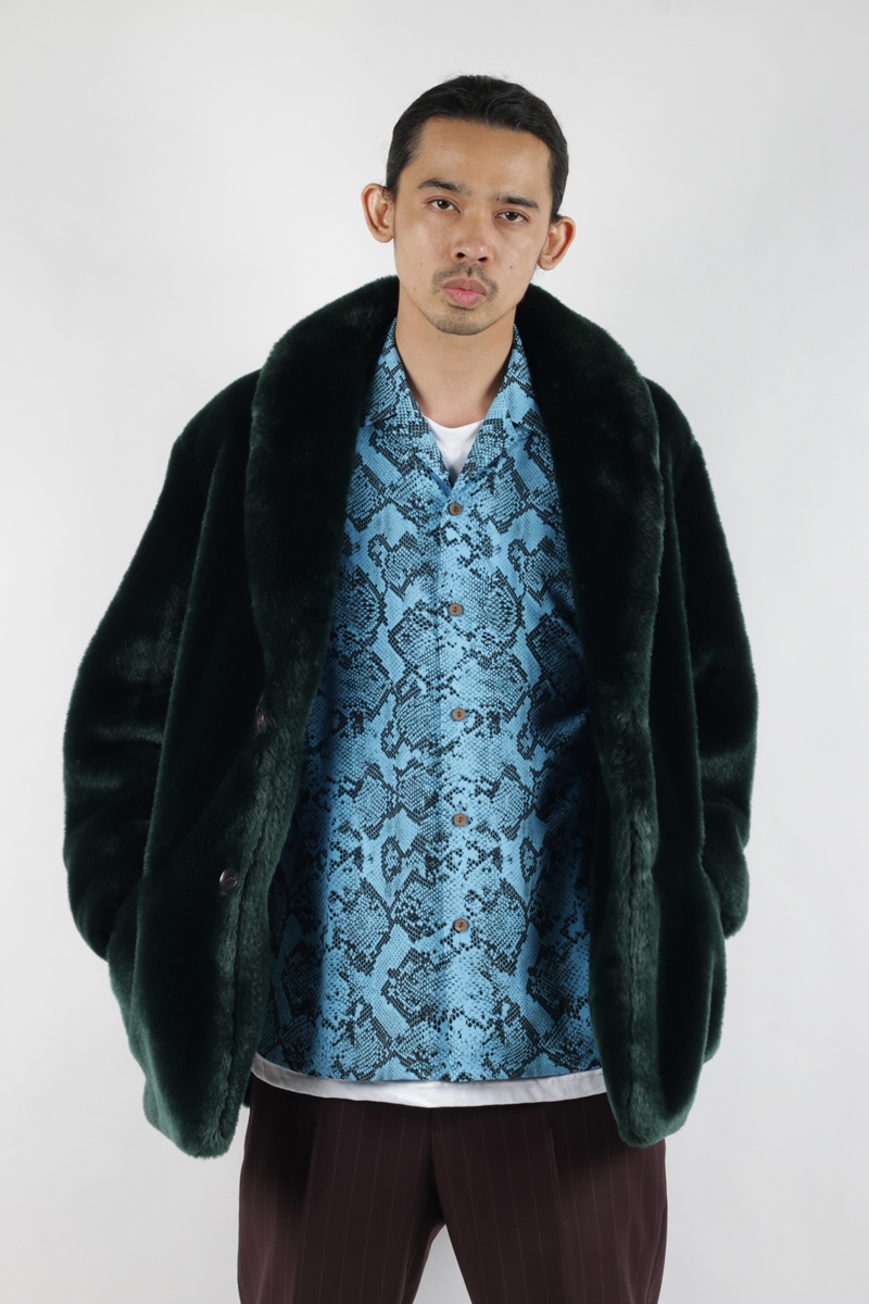 WACKO MARIA/PYTHON HAWAIIAN SHIRT L/S（ブルー）［パイソン