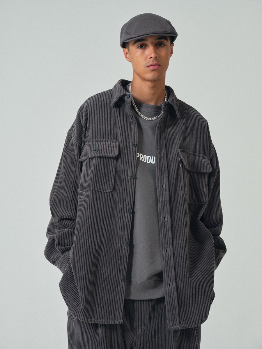 COOTIE PRODUCTIONS/Wide Corduroy CPO Jacket（グレー）［ワイド 