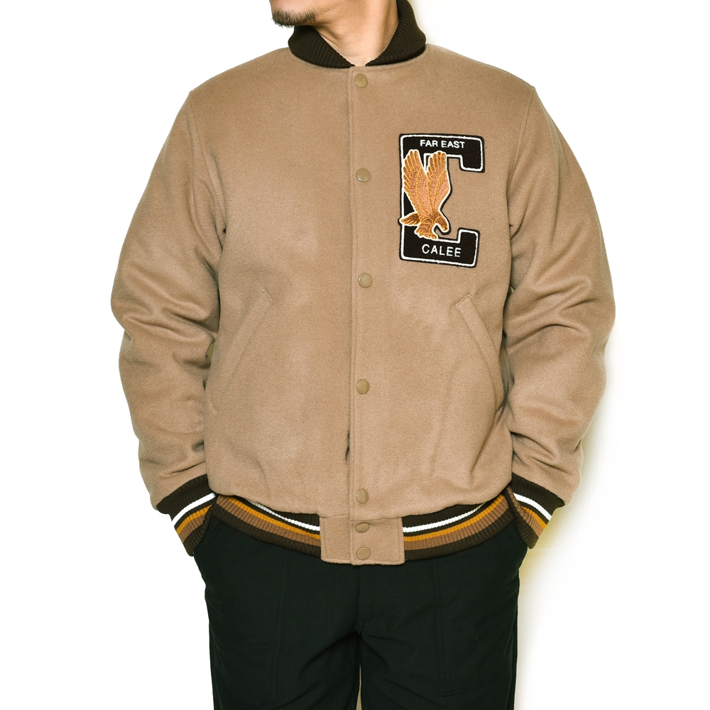 CALEE/College type wappen wool stadium jacket（ブラック） 【40%OFFF】[ワッペンウール