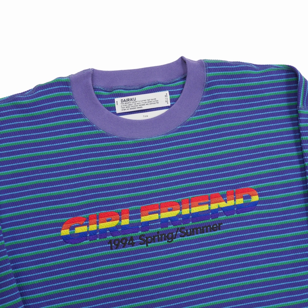 DAIRIKU/Couple Border Embroidery Tee(Girl Friend)[刺繍ボーダー 大量入荷中 dairiku 22ss FRIEND ボーダーT サーマル GIRL ニット/セーター