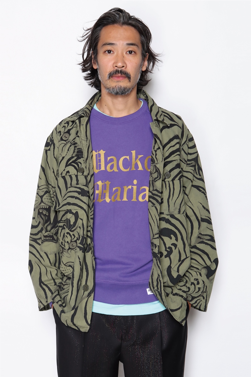 WACKO MARIA/WASHED HEAVY WEIGHT CREW NECK SWEAT SHIRT（ブラック 