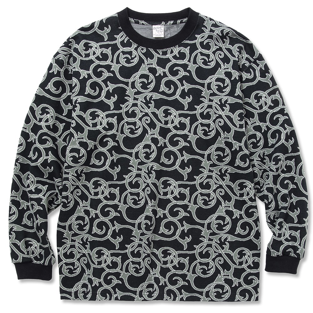 CALEE/22 Gauge double jacquard drop shoulder L/S cutsew(ブラック