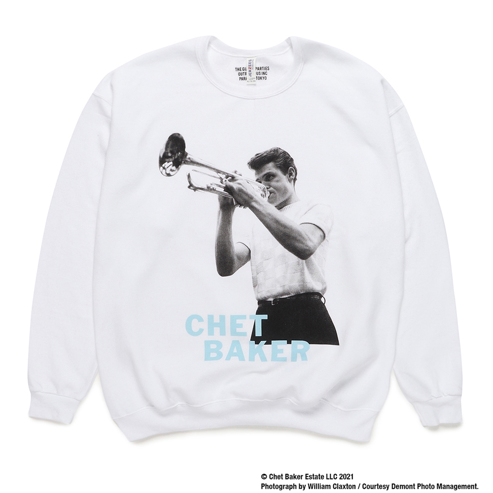 Wacko Maria Chet Baker Sweat Shirt Type 2 ホワイト クルーネックスウェット 22春夏 Jonas