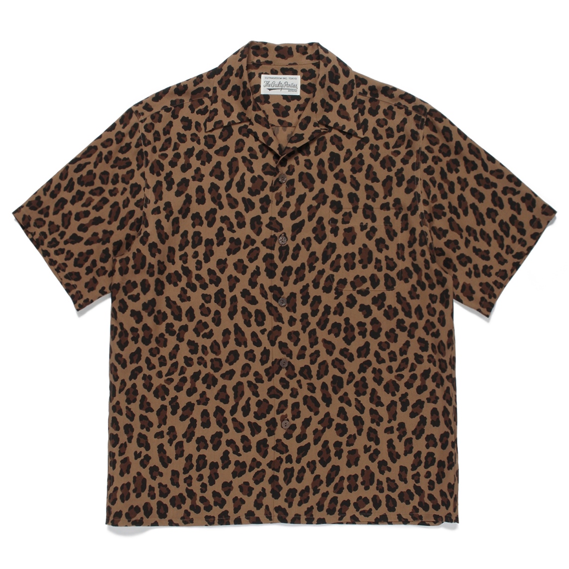 WACKO MARIA/LEOPARD HAWAIIAN SHIRT S/S（ブラウン）［レオパード 