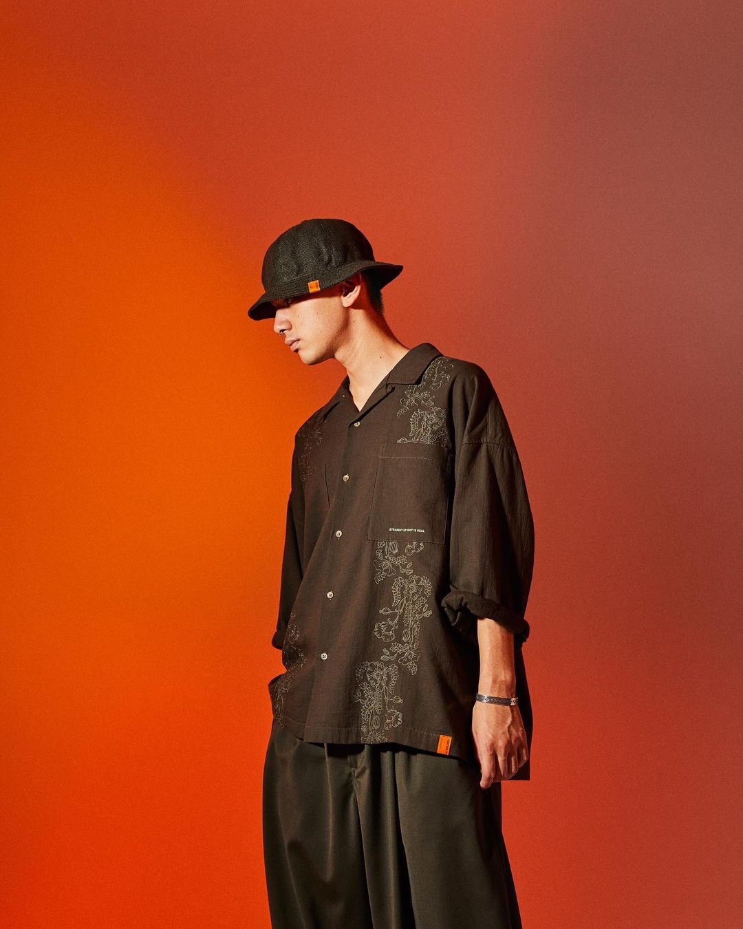 TIGHTBOOTH/POPPY ROLL UP SHIRT（オリーブ）［ロールアップシャツ-22 