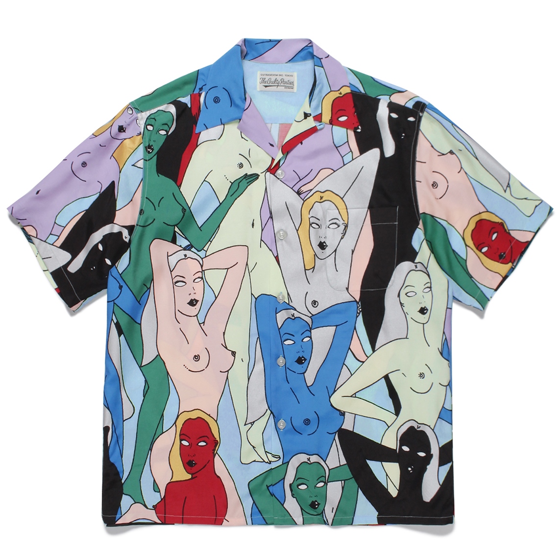 WACKO MARIA/天国東京百女柄図 HAWAIIAN SHIRT S/S(ブルー WACKO MARIA/天国東京百女柄図 HAWAIIAN SHIRT S/S(ブルー