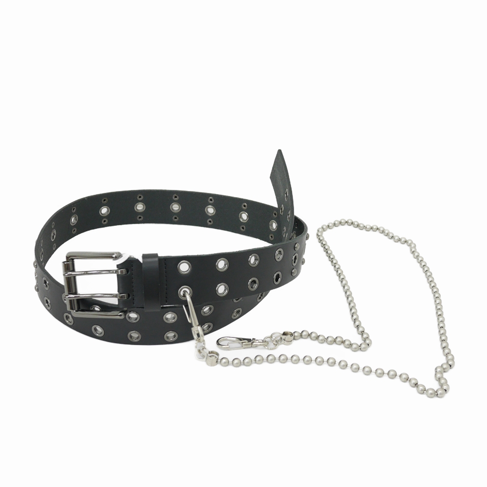 DAIRIKU/Studs Leather Velt with Wallet Chain（Black） 【30%OFF 