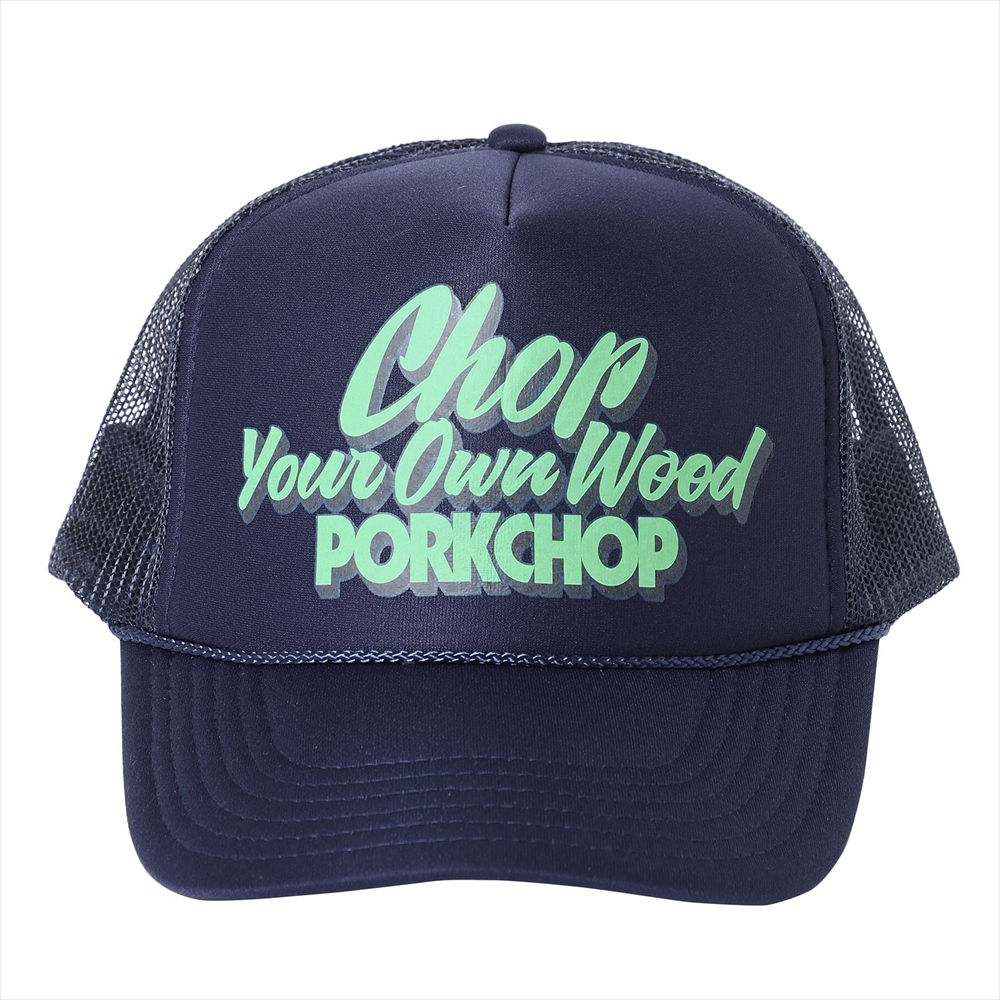 PORKCHOP/CHOP YOUR OWN WOOD CAP（ネイビー）［メッシュキャップ-22春 