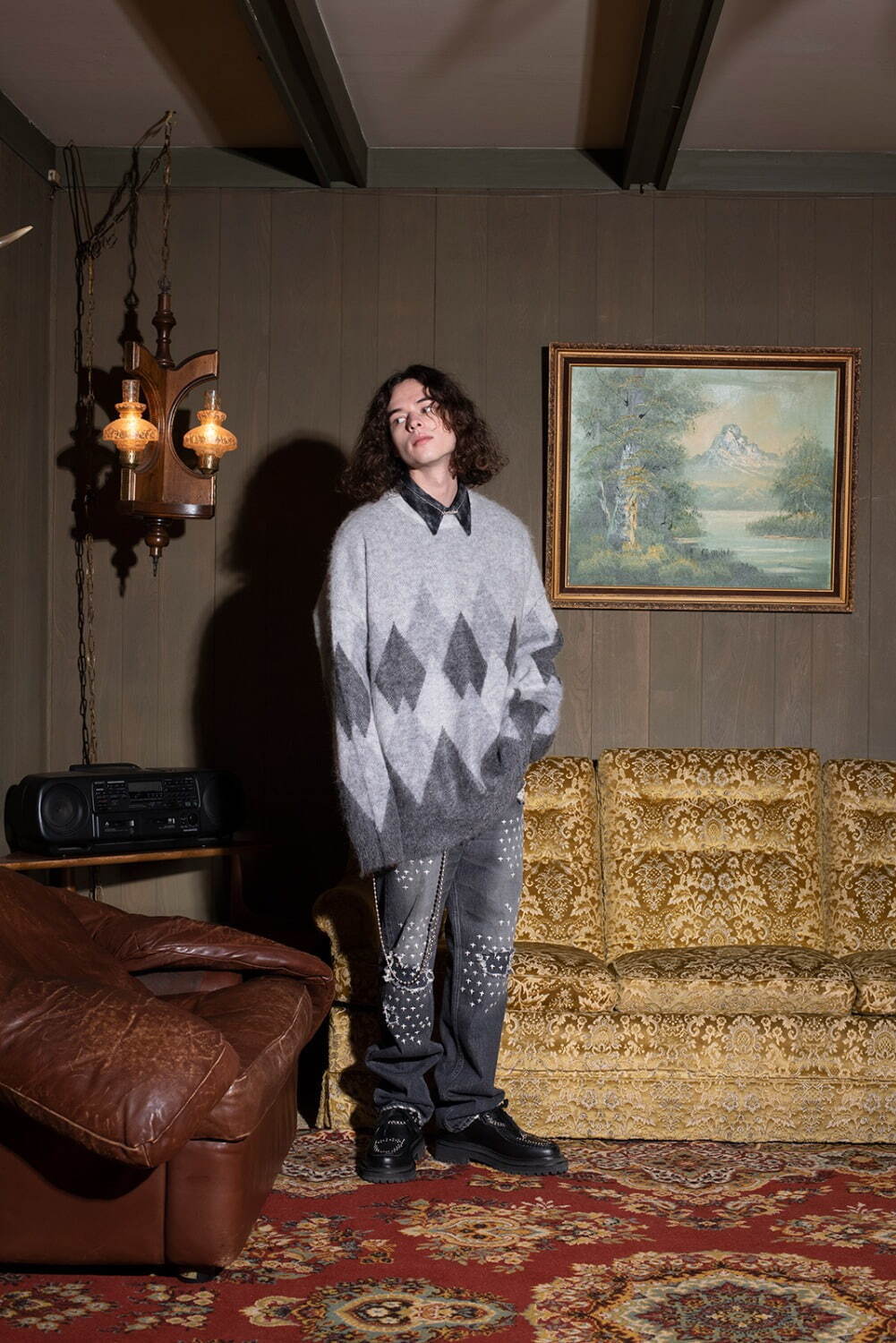 Dairiku mohair argyle cardigan