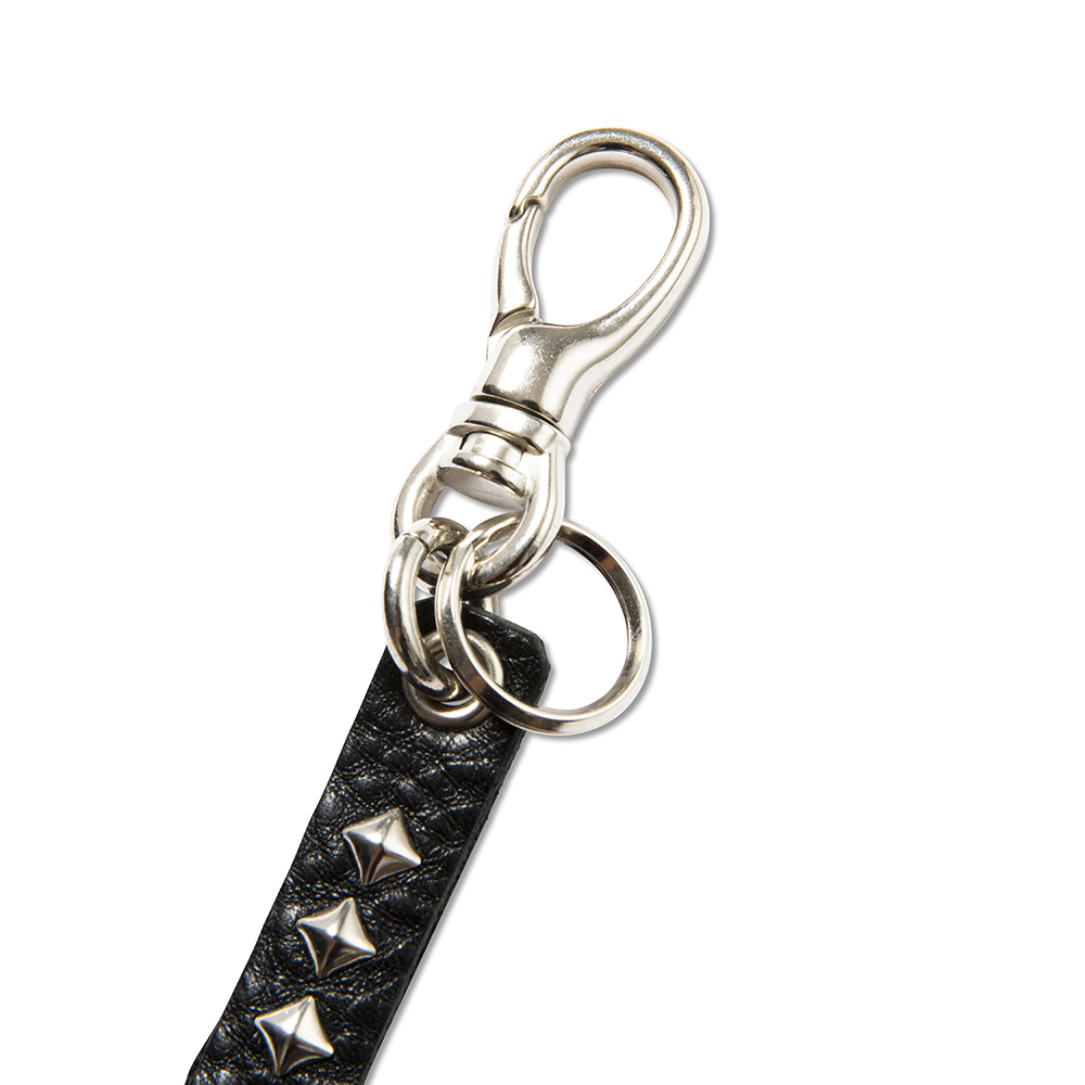 CALEE/Studs & Embossing assort leather key ring F（Black F）[スタッズレザーキー