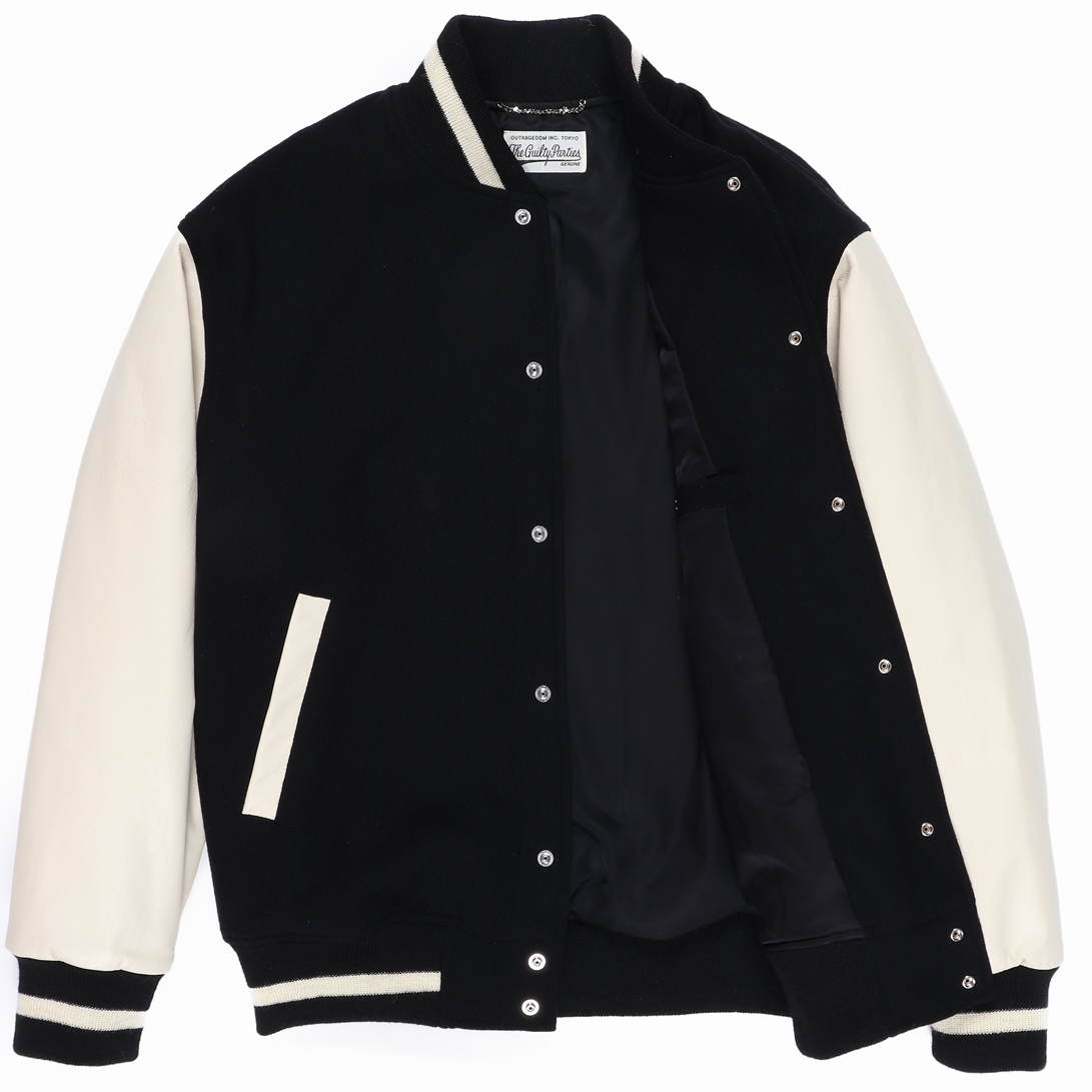 WACKO MARIA/VARSITY JACKET（BLACK）［袖レザ 