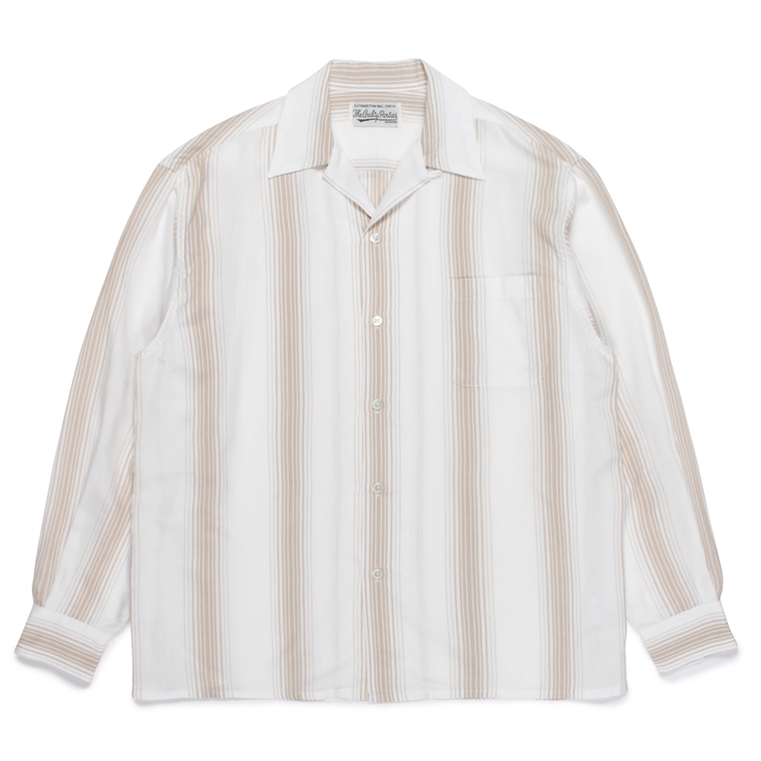定価以下 新品 22FW ワコマリア ストライプオープンカラーシャツ M 白