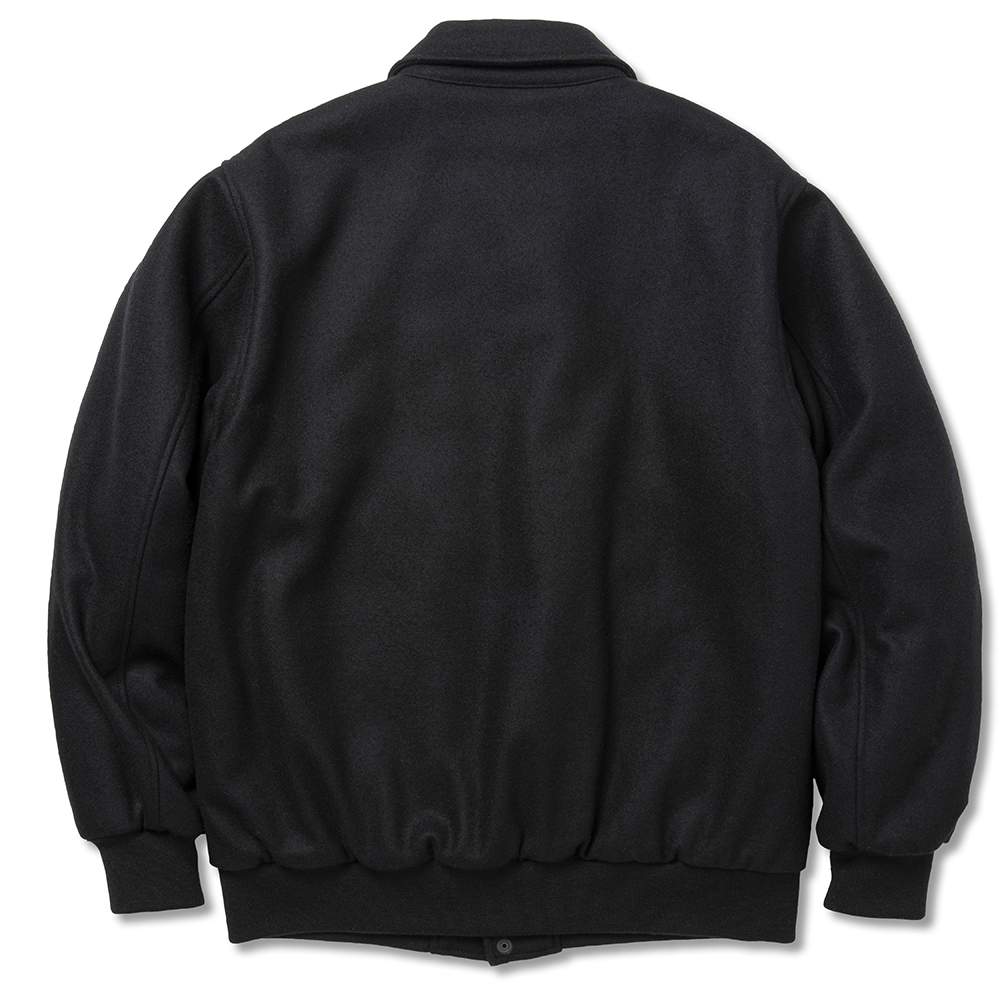 CALEE/College type wappen wool stadium jumper(Black)[メルトン
