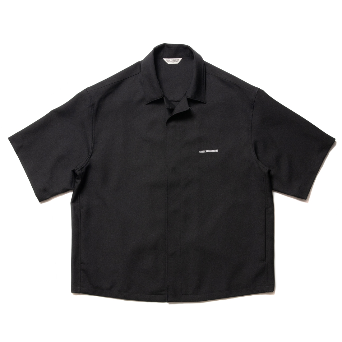 COOTIE PRODUCTIONS/Polyester Twill Fly Front S/S Shirt（Black