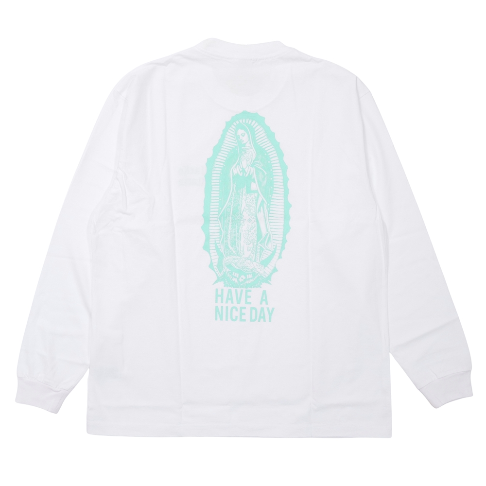 WACKO MARIA/WASHED HEAVY WEIGHT LONG SLEEVE T-SHIRT（WHITE）［刺繍