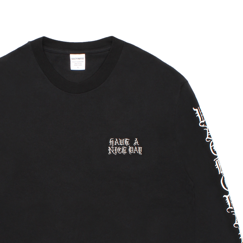 Lサイズ 新品　WACKO MARIA ブラック　ロゴ　長袖カットソー WACKO MARIA/WASHED HEAVY WEIGHT LONG SLEEVE T-SHIRT（BLACK）［刺繍