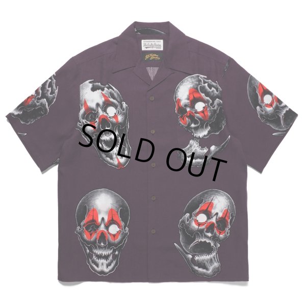 画像1: WACKO MARIA/56 TATTOO STUDIO / HAWAIIAN SHIRT S/S（PURPLE）［ハワイアンシャツ-22秋冬］ (1)