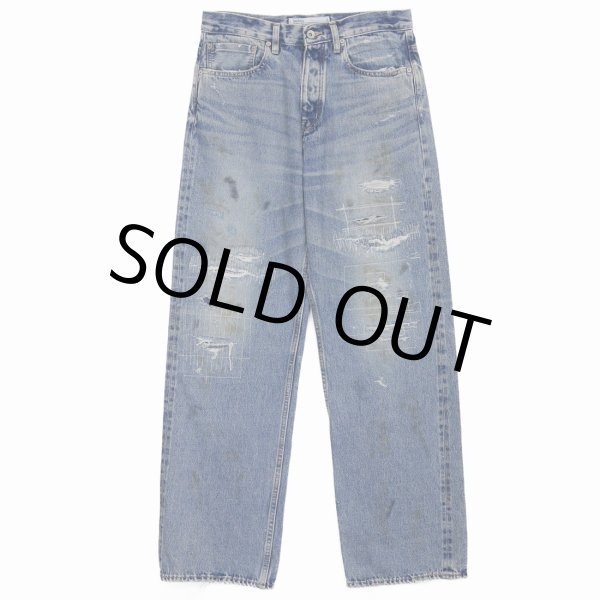 画像2: DAIRIKU/"Straight" Hard damage & Repair Vintage Denim Pants（Washed Indigo） 【30%OFF】［ハードダメージ&リペアストレートデニムパンツ-22秋冬］ (2)