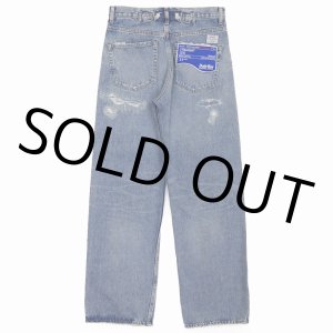 画像: DAIRIKU/"Straight" Hard damage & Repair Vintage Denim Pants（Washed Indigo） 【30%OFF】［ハードダメージ&リペアストレートデニムパンツ-22秋冬］