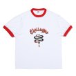 画像1: CHALLENGER/BURNING SNAKE RINGER TEE（WHITE/RED）［リンガーT-23春夏］ (1)