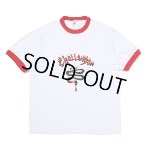 画像: CHALLENGER/BURNING SNAKE RINGER TEE（WHITE/RED）［リンガーT-23春夏］