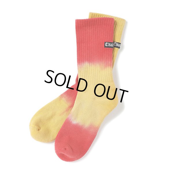 画像1: CHALLENGER/BORDER TIE DYE SOCKS（ORANGE/RED）［ボーダータイダイソックス-23春夏］ (1)