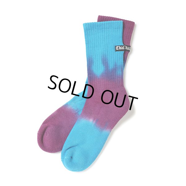 画像1: CHALLENGER/BORDER TIE DYE SOCKS（BLUE/PURPLE）［ボーダータイダイソックス-23春夏］ (1)