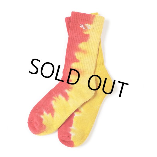 画像1: CHALLENGER/FLAME TIE DYE SOCKS（ORANGE/RED）［フレイムタイダイソックス-23春夏］ (1)