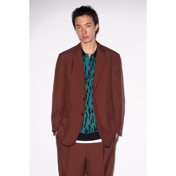 DORMEUIL / GLITTER STRIPED DOUBLE PLEATED TROUSERS【GREEN