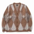 画像1: 【40%OFF】RATS/ARGYLE MOHAIR KNIT CARDIGAN（BROWN）［アーガイルモヘアカーディガン-22秋冬］ (1)