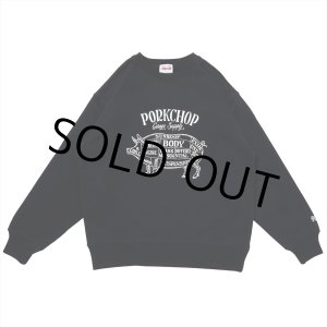 画像: PORKCHOP/PORK FRONT SWEAT（BLACK）［クルーネックスウェット-23春夏］