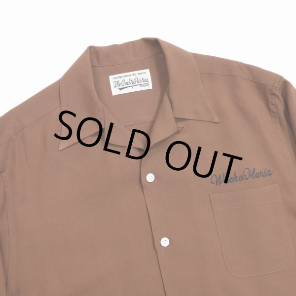 画像2: WACKO MARIA/50'S OPEN COLLAR SHIRT（BROWN）［50'Sオープンカラーシャツ-23春夏］ (2)